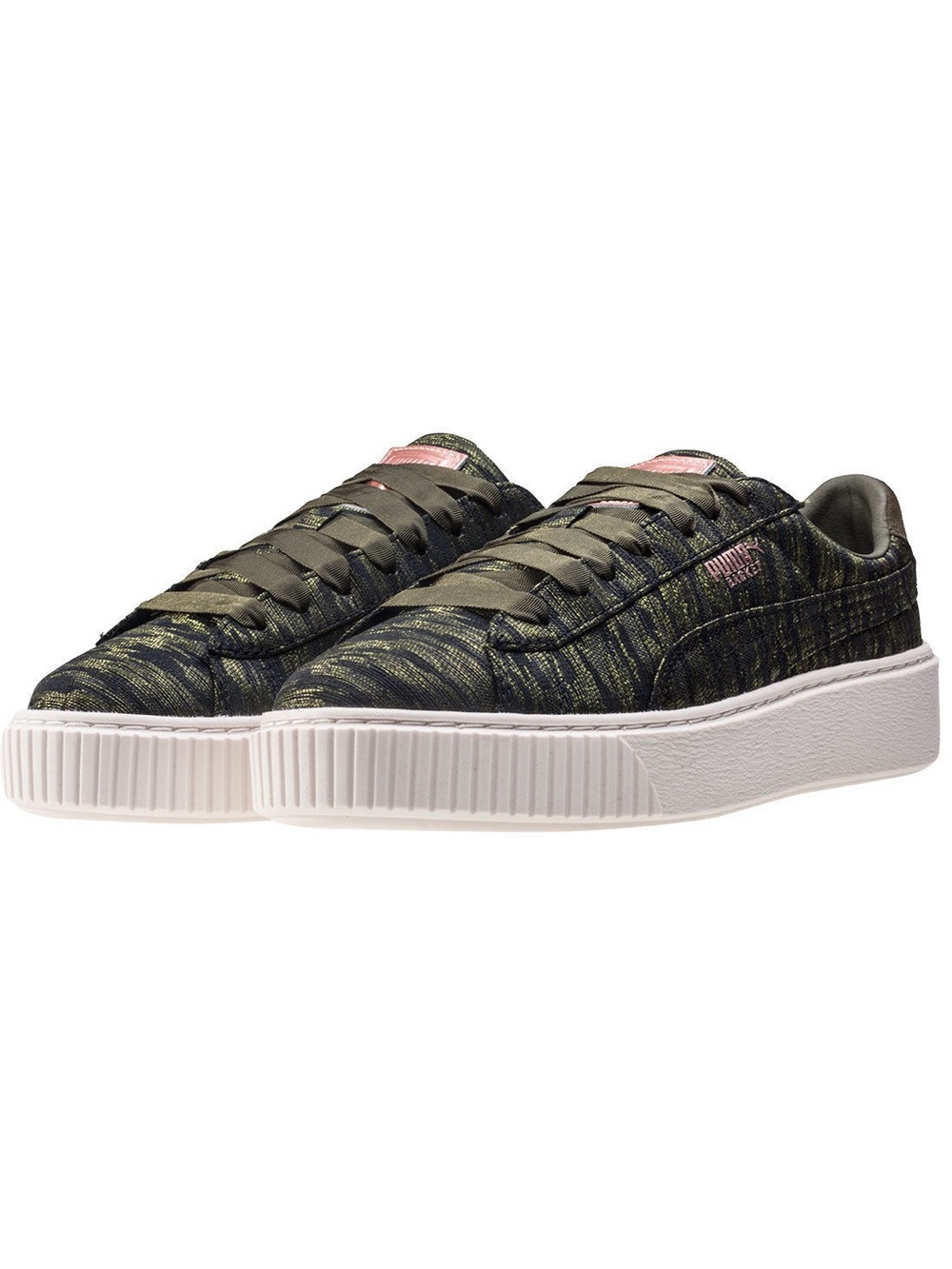 PUMA BASKET 1.5" HI PLATFORM VELVET CASUAL SNEAKERS GREEN SIZE 8.5NEW